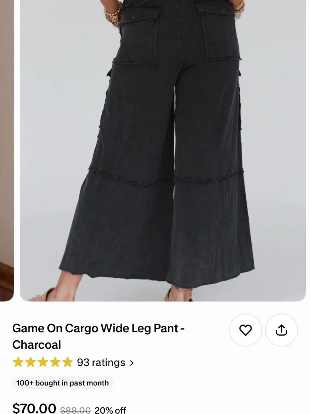 Three Bird Nest Black Wide Leg Utility Pants - Picture 2 of 6